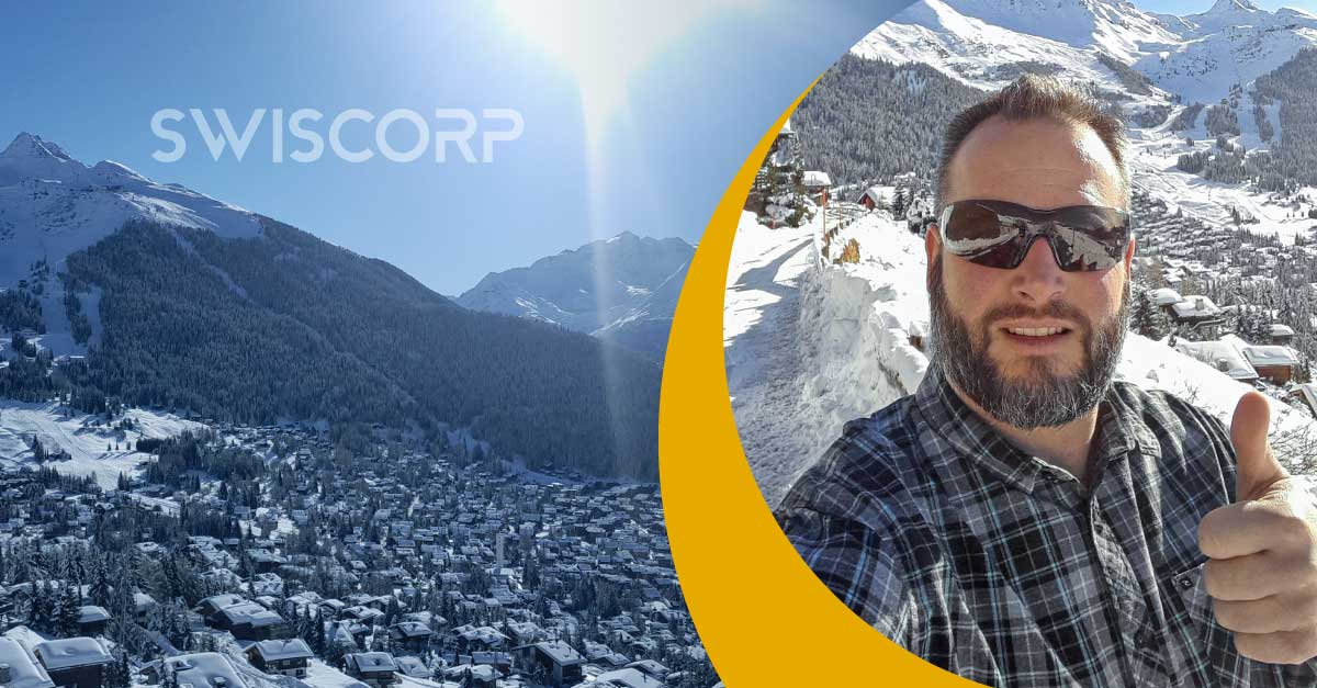 Montage photos avec Verbier en arrière plan